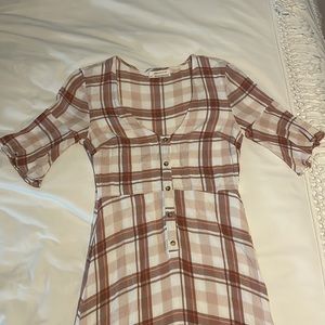 Urban Outfitters pink plaid midi dress